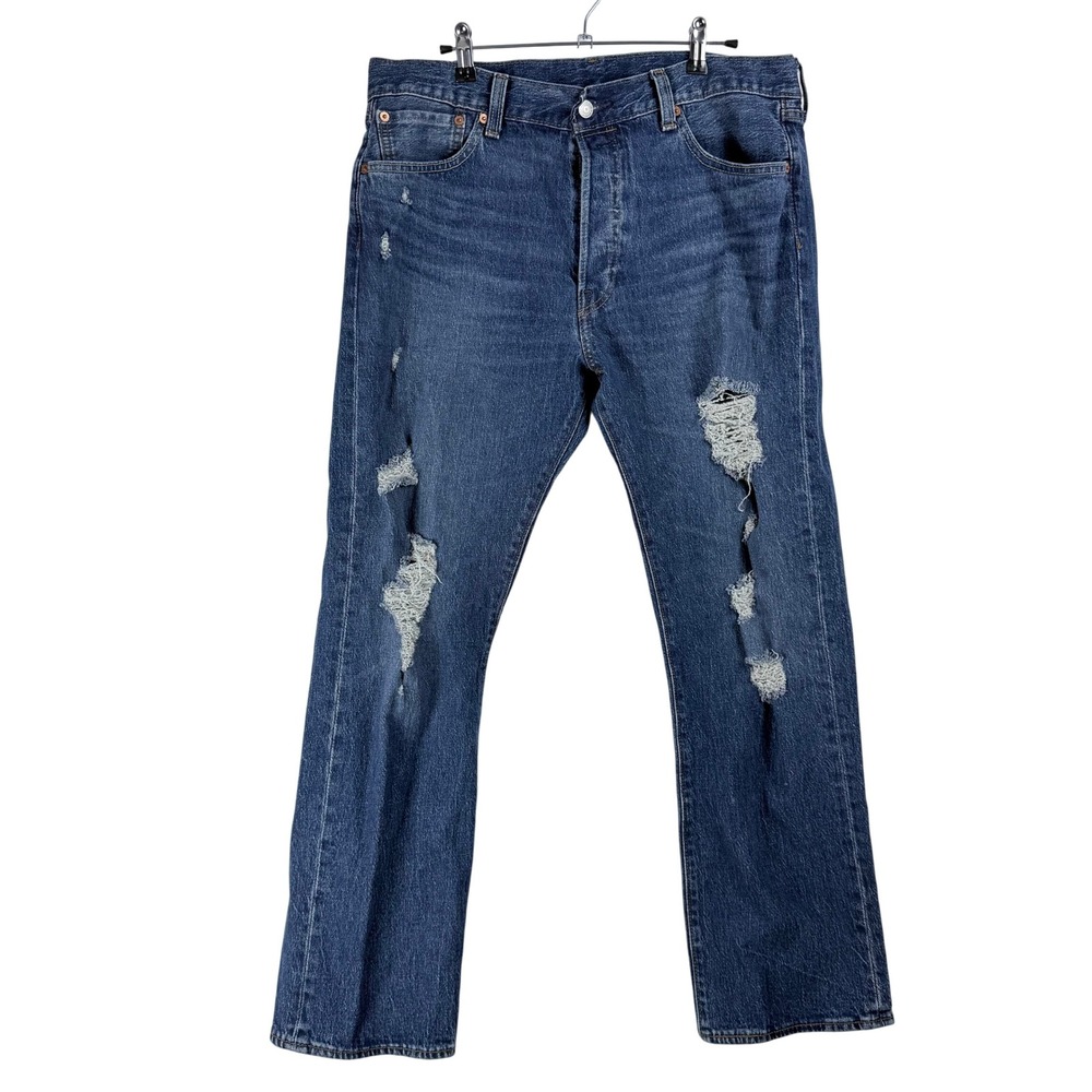 Levi's 501 Premium Jeans 34x29 Distressed Blue Denim Streetwear Distressed Y2K
